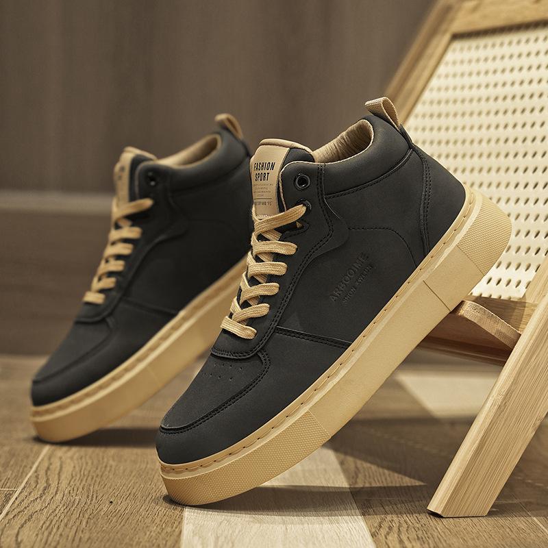 

Men s shoes new versatile fashion casual sports shoes teen mid-top board shoes student trend shoes Martin boots men 44 чорний