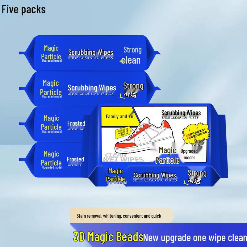 Shoe Cleaning Wipes with 3D Magic Particles – Portable Stain Remover & Brush for White Sports Shoes