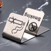 Stainless Steel Tabletop No Smoking Tent Sign Double Sided Display Stand for Restaurant Workplace