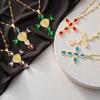 Gold-Plated Multi-Color Zirconia Cross Necklace with Full Diamond Design