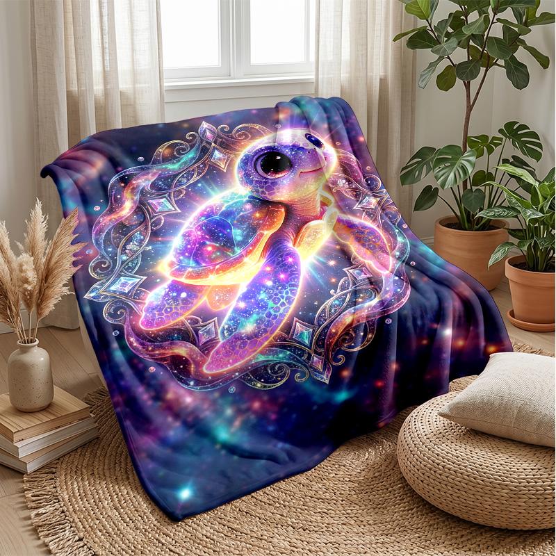 Fantasy Sea Turtle Journey Theme Blanket Lightweight Warm Flannel Blanket Decorative Throw Blanket for Home Decoration