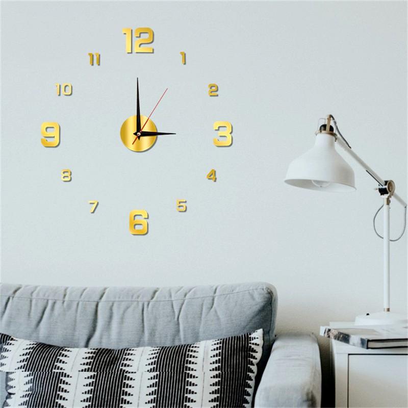 Wall Clock Glow At Night Frameless DIY Stereo Digital Clock for Home Living Room Office Wall Decroation
