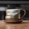 Handmade Retro Ceramic Coffee Cup and Saucer Set - Creative, Simple Design