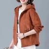 Womens Corduroy Cropped Hooded Jacket Loose Fit Oversized Baseball Style Outerwear Winter