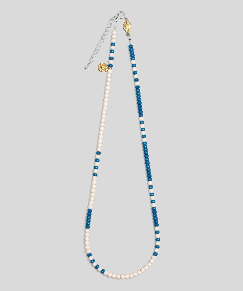 Armo Sunburst Necklace (Cream + Denim Blue)