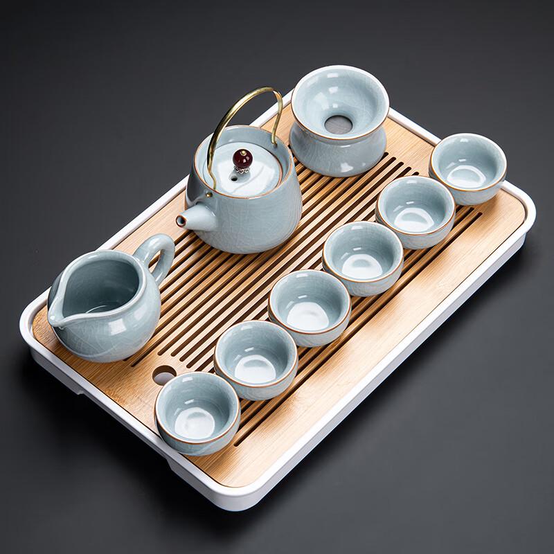 Lainuo Ru Kiln Style 9-Piece Tea Set with Tray