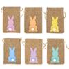 24/6 Stück Oster-Leinen-Süßigkeiten-Geschenktüte Niedlicher Hase Keks-Snack-Verpackung Leckerli-Beutel Kinder Frohe Ostern Party-Dekoration Zubehör