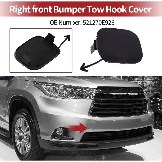 Right Front Car Tow Hook Cover Cap for Toyota Highlander 2014-2016 Bumper Tow Hook Cover No.521270E926 Black Plastic 1 Pc