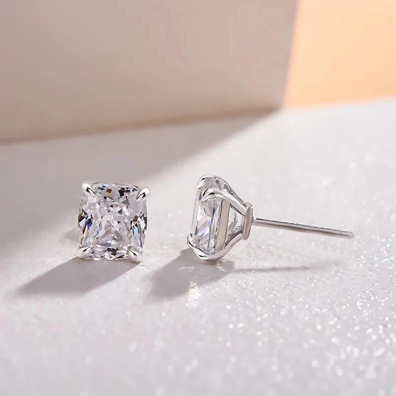 CAOSHI Simple Stylish Women's Stud Earrings Silver Color Sparkling Cubic Zirconia Daily Wear Female Accessories Elegant Jewelry