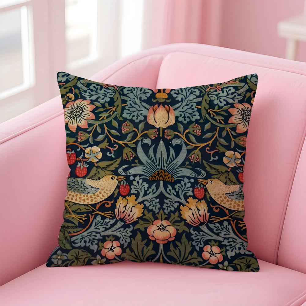 Art WWilliam Morris Cushion Cover Pillow Case Soft Skin Friendly Fabric Comfort  Concealed Zipper