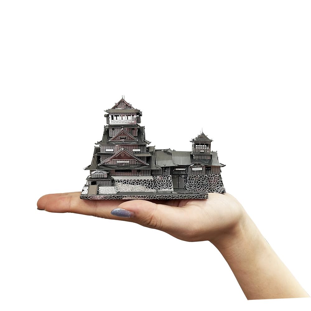 Tenyo Metallic Nano Famous Castles Historical Buildings Kumamoto Castle Stainless No Glue Laser Craft 3D Model of Three Famous Castles Puzzle, &