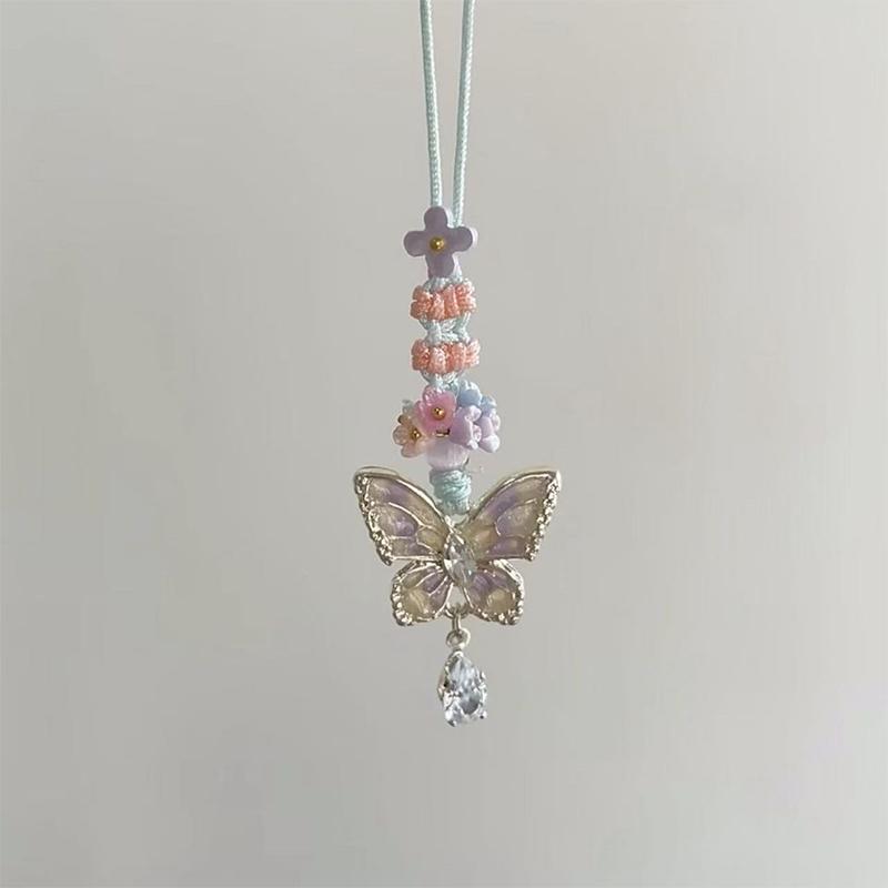 Handmade Colorful Butterfly Hanging Ornament High-End Keychain Niche Chinese Style Pendant Versatile Fashion Phone Decoration