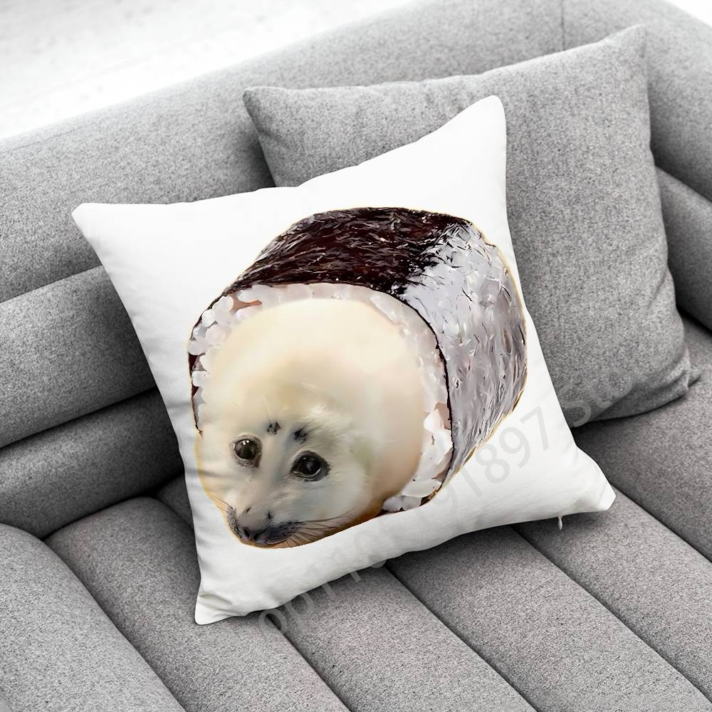 Seal Sea Cute Funny Throw Pillow Case For 50x50cm 40x40cm 55x55cm 45x45cm 30x30cm Square Bedroom Pillowcase Cover