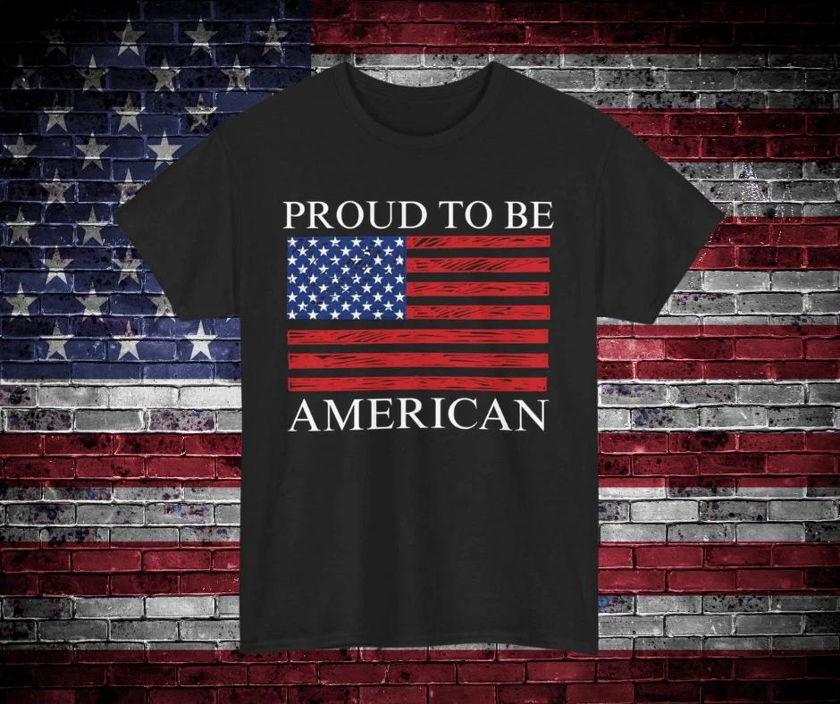 Proud To Be American T-Shirt | Unisex Tee, Patriotic Gift (White Text) S