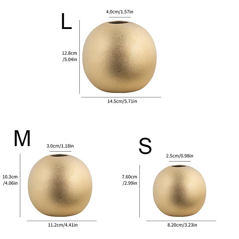 1 Stück Kugelförmige Blumenvase Finish Dekorative Kugel Galvanisierte Keramikvase Premium Metallische Wohnzimmerdeko Keramikvase