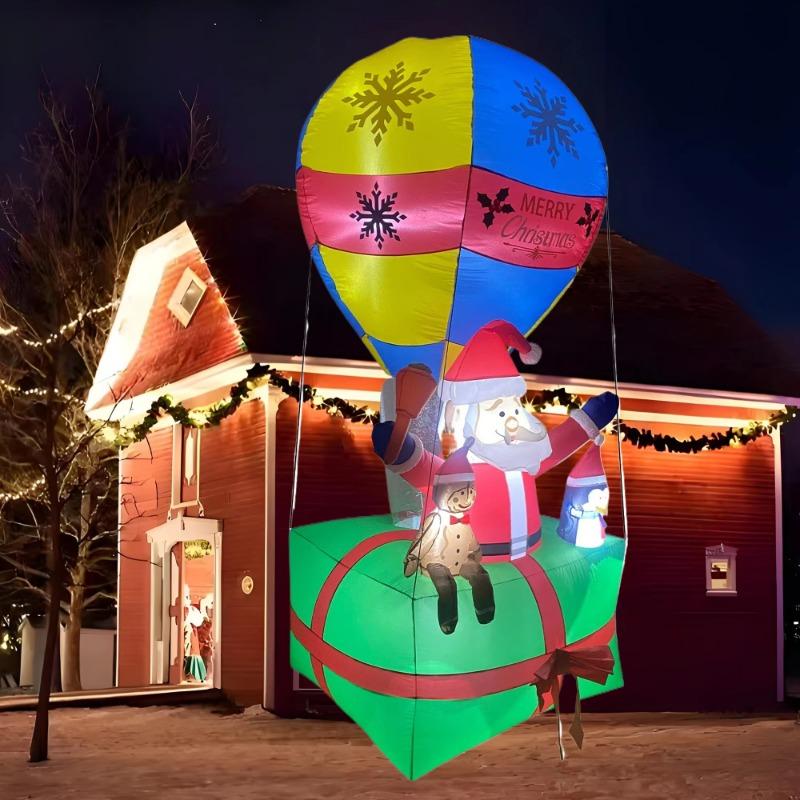 Christmas Decoration Inflatable Toys Hot Air Balloon Santa Claus with LED Light 2.7M Inflatable Model Indoor Outdoor Decor