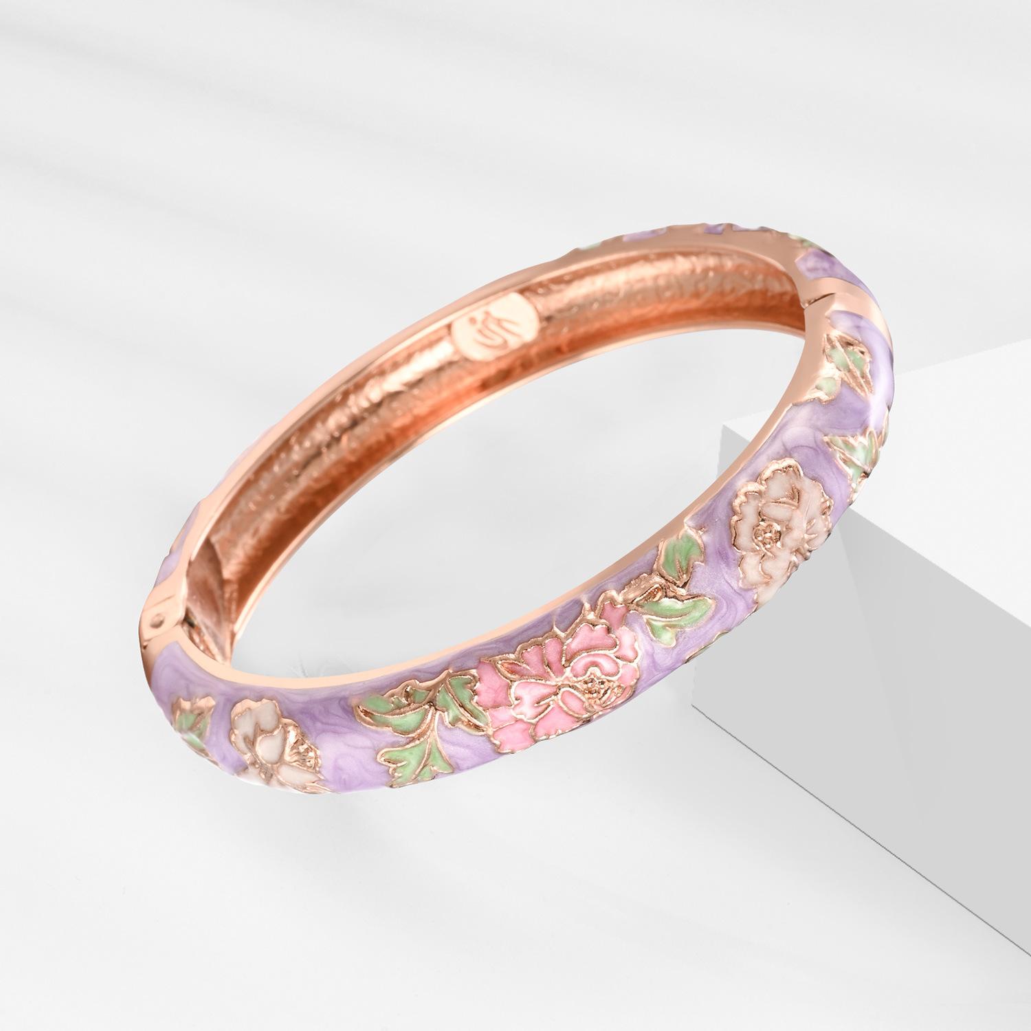 Женские эмалевые браслеты, женские браслеты с цветочным узором, браслеты в стиле викингов, подарки для женщин и девушек фиолетовый