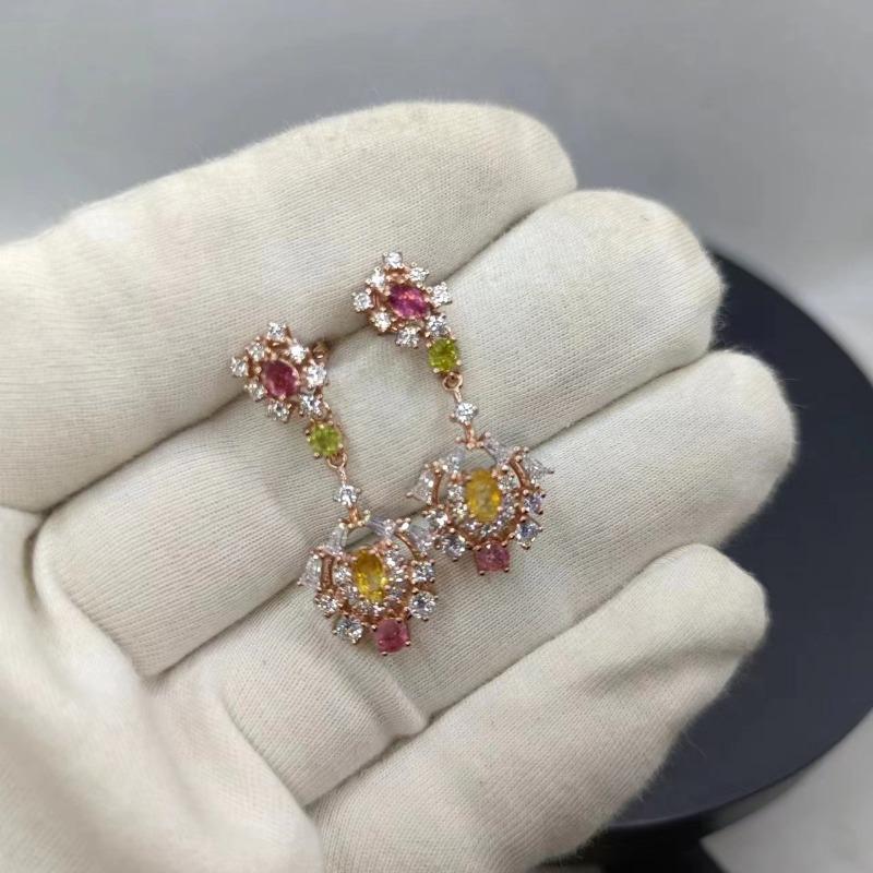 Sace Gems Earring for Women 925 Sterling Silver Natural Tourmaline Stud Earrings Wedding Party Fine Jewelry Eardrop Gift