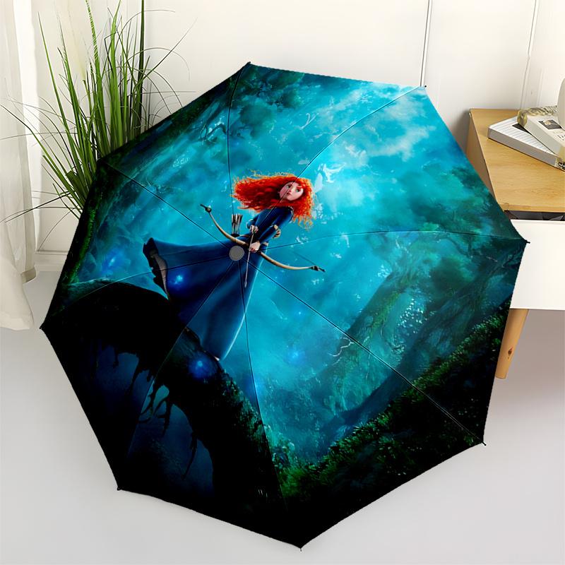 1pc Merida Brave Princess Automatic Opening/Closing Umbrella, Portable 3-Fold Design with 8-Bone Iron Frame, Outdoor Umbrella, Ideal Gift Fo