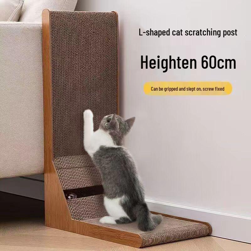 Large L-Shaped Cat Scratch Board - Durable, Non-Shedding, Scratch-Resistant Sofa Protector