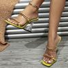 Liyke Sommer PVC Transparent Hausschuhe Für Frauen Mode Gold Kette Sandale Schuhe Damen Offene Spitze Klar Heels Pantoletten Slides
