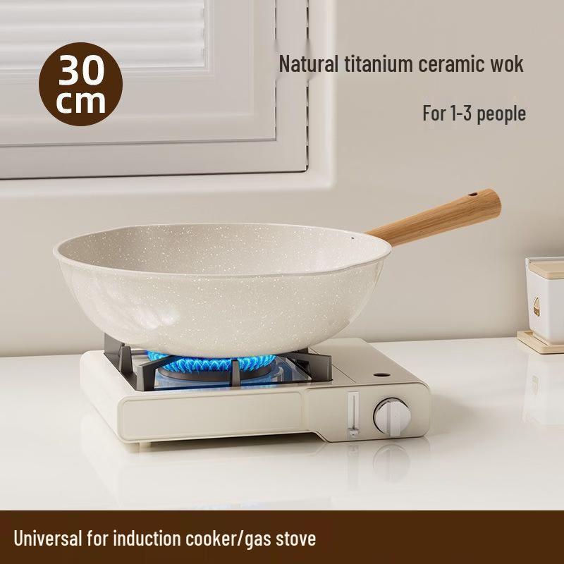 ZISIZ Titanium Ceramic Maifan Stone Stir-fry Pan