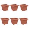 Square Flower Pot 6 Pcs Brick Red 20 X 20 X 16 Cm