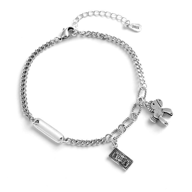 Personalized Retro Box Chain Bracelet - Elegant Silver, Versatile Japanese-Korean Inspired Couple's Jewelry for Women