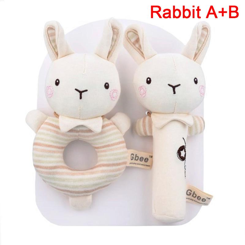 Baby Rattles Soft Cartoon Cute Plush Animal Toys Child Educational Handbells