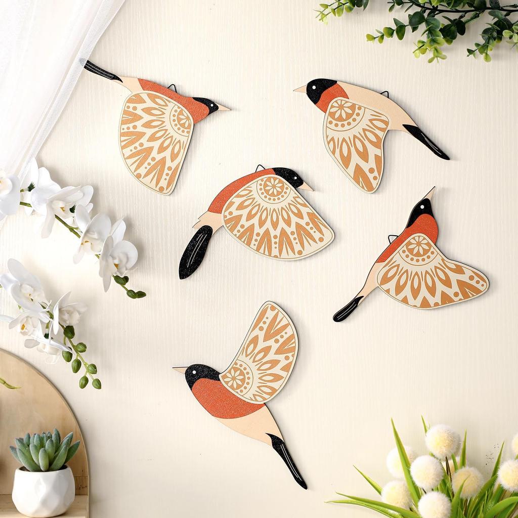 5Pcs Wooden Black Bird Wall Decor Art Vintage Gothic Home Decor For Living Room Bathroom Kitchen Decorations Indoor Outdoor Gift