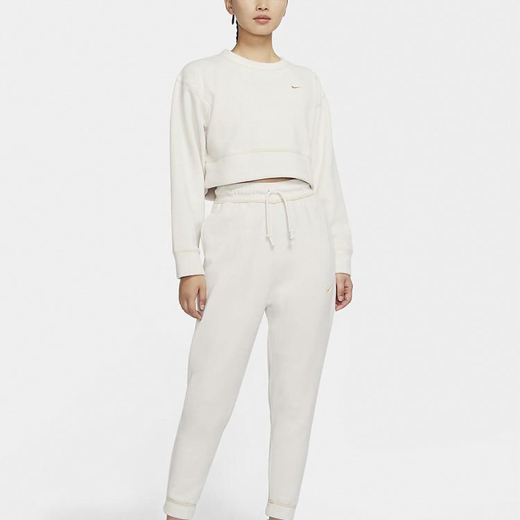 Nike Therma Icon Clash Cropped Long Sleeve Training Sweatshirt Women Tops Gold CU6094-104