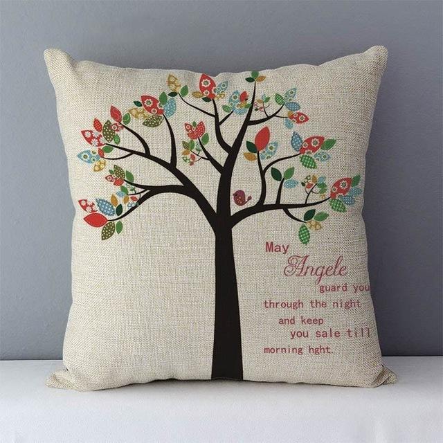 Colorful Plants Life Trees Printed Cushion For Couch Seat Back Cushions Home Decorative Pillows 45X45Cm