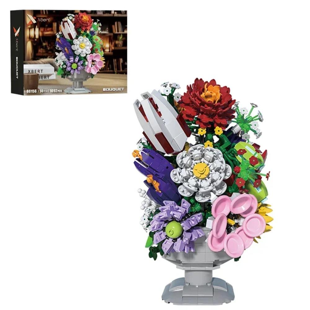 1092PCS Preserved Flower Building Blocks Bouquet Bonsai Vase Model Bricks Desktop Decoration Kids DIY Assembly Toys Holiday Gift