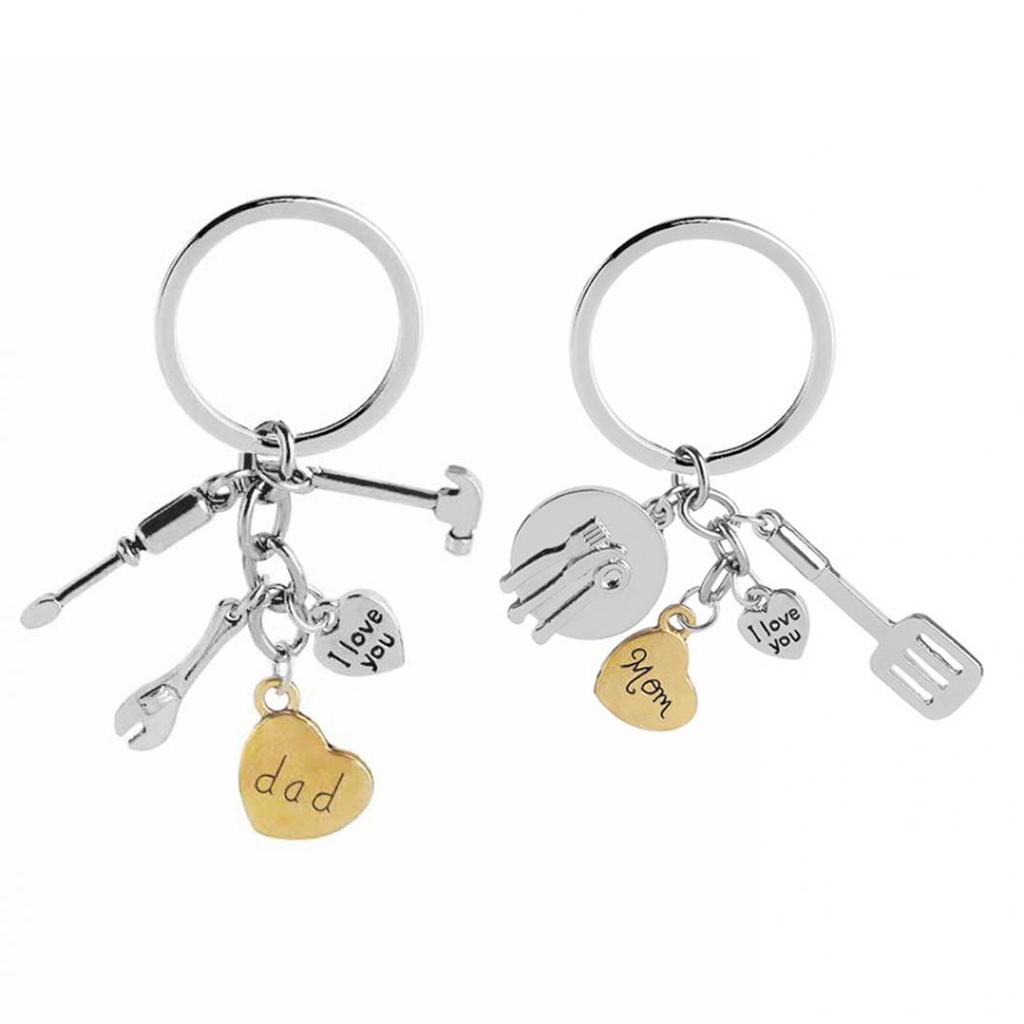 Creative Wrench Spatula Mom Dad Love Heart Key Chain Father/Mother's Day Gift