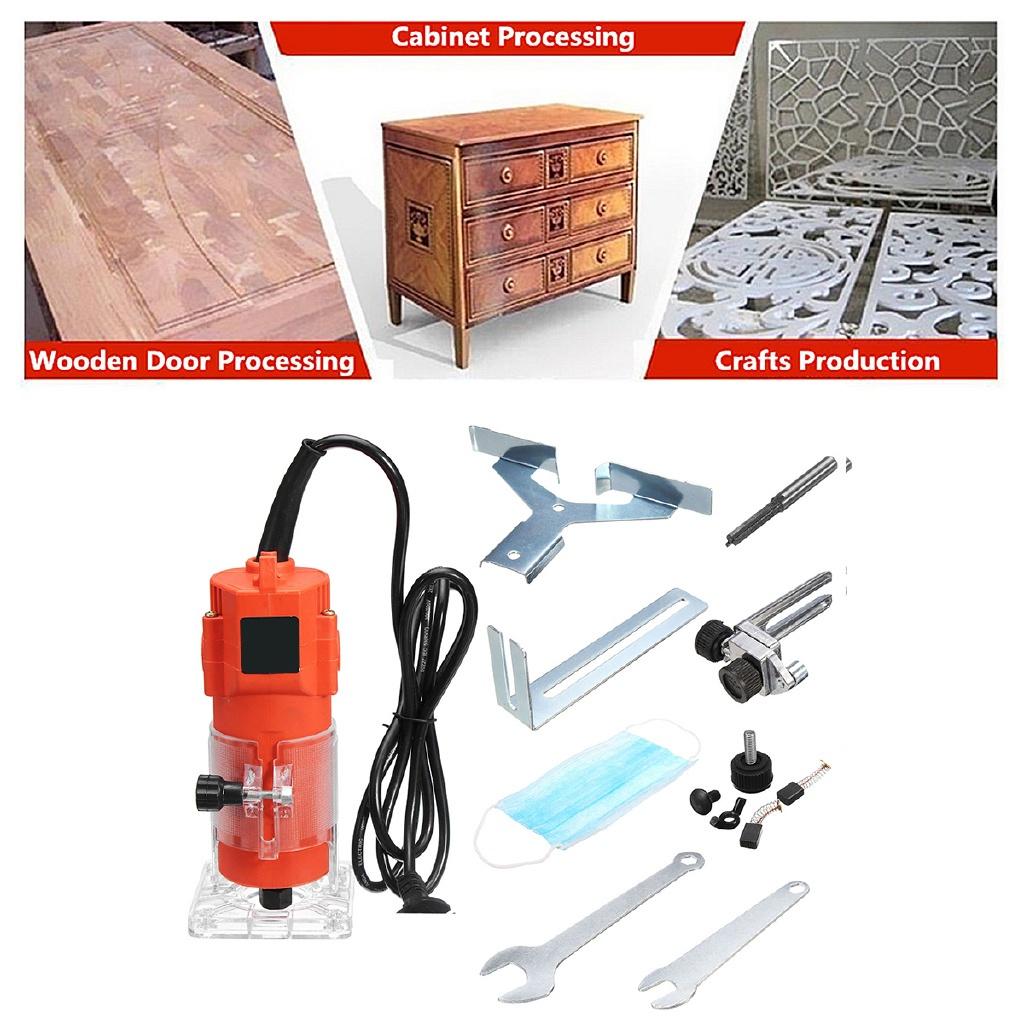 600W 220V 30000r/min 6.35mm Electric Hand Trimmer Wood Copper Motor Trimmer Carving Wooden Laminator Router Joiners Tool