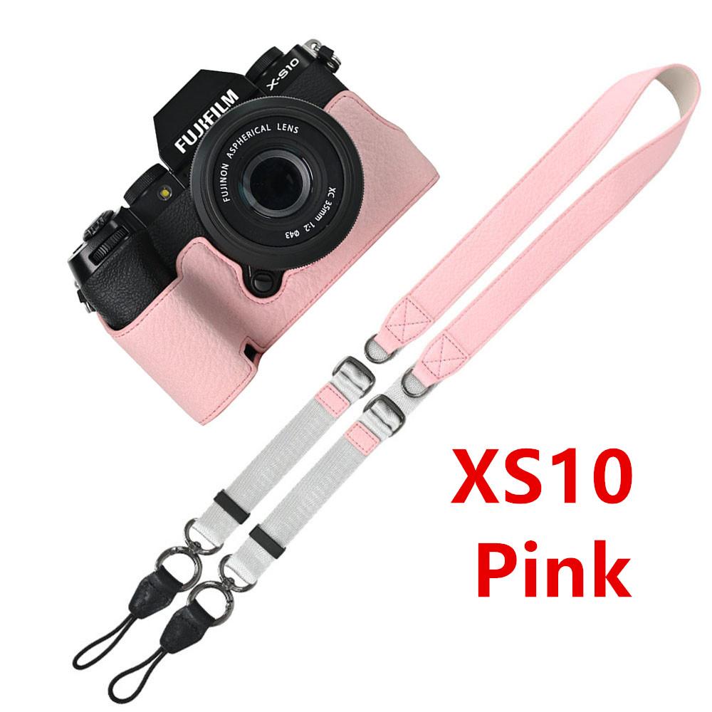 Litchi Skin PU Leather Half Case for Fujifilm Fuji XT50 XS10 XS20 XT30 XT30II XT20 XT10 XT5 XM5 Battery Opening Cover With Strap