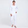 Mens Warm Lounge Kit O-Neck Long Sleeve Tops Elastic Waist Long Pants Monochromatic Thin Pajamas 2Pcs Kit
