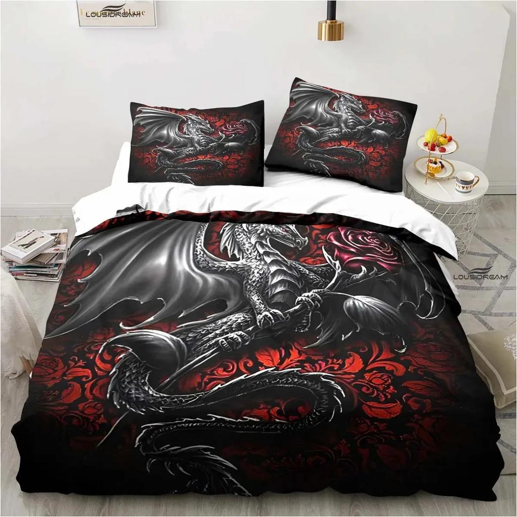 Dragon Head 3D Duvet Cover Set for Bedroom Decor Dragon Bedding Sets King Queen Size Bed Set Home Textiles Bedclothes
