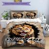 3PC Custom Name Lion Roar Through Wall Bedding Set Duvet Cover Closure Includes 1 Duvet Cover & 2 Pillowcases for Bedroom