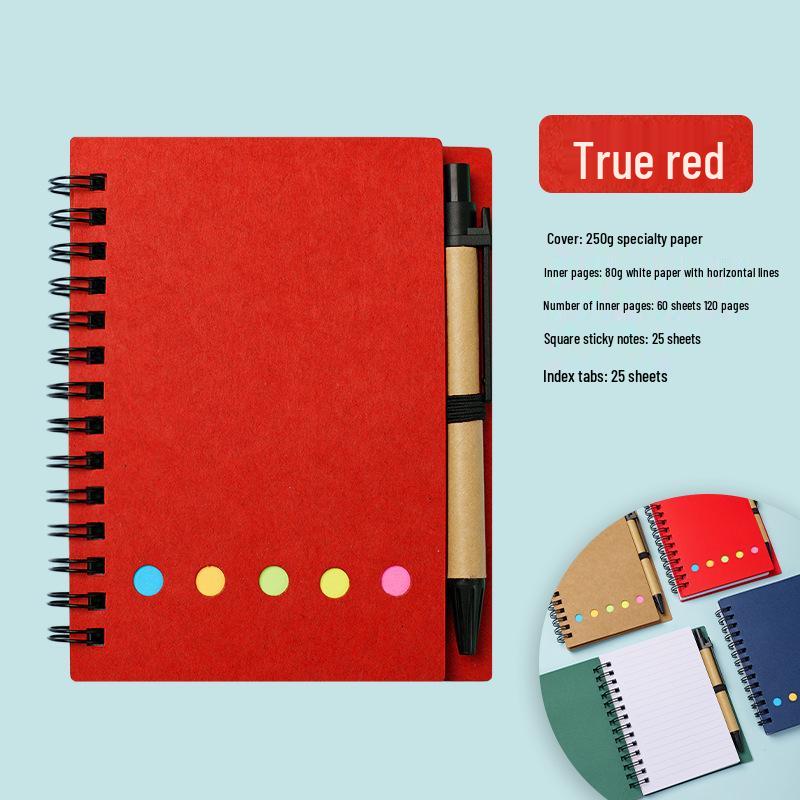 Kraft Paper Spiral Notebook with Tearable Self-Adhesive Sticky Notes - Customizable Student Memo Pad