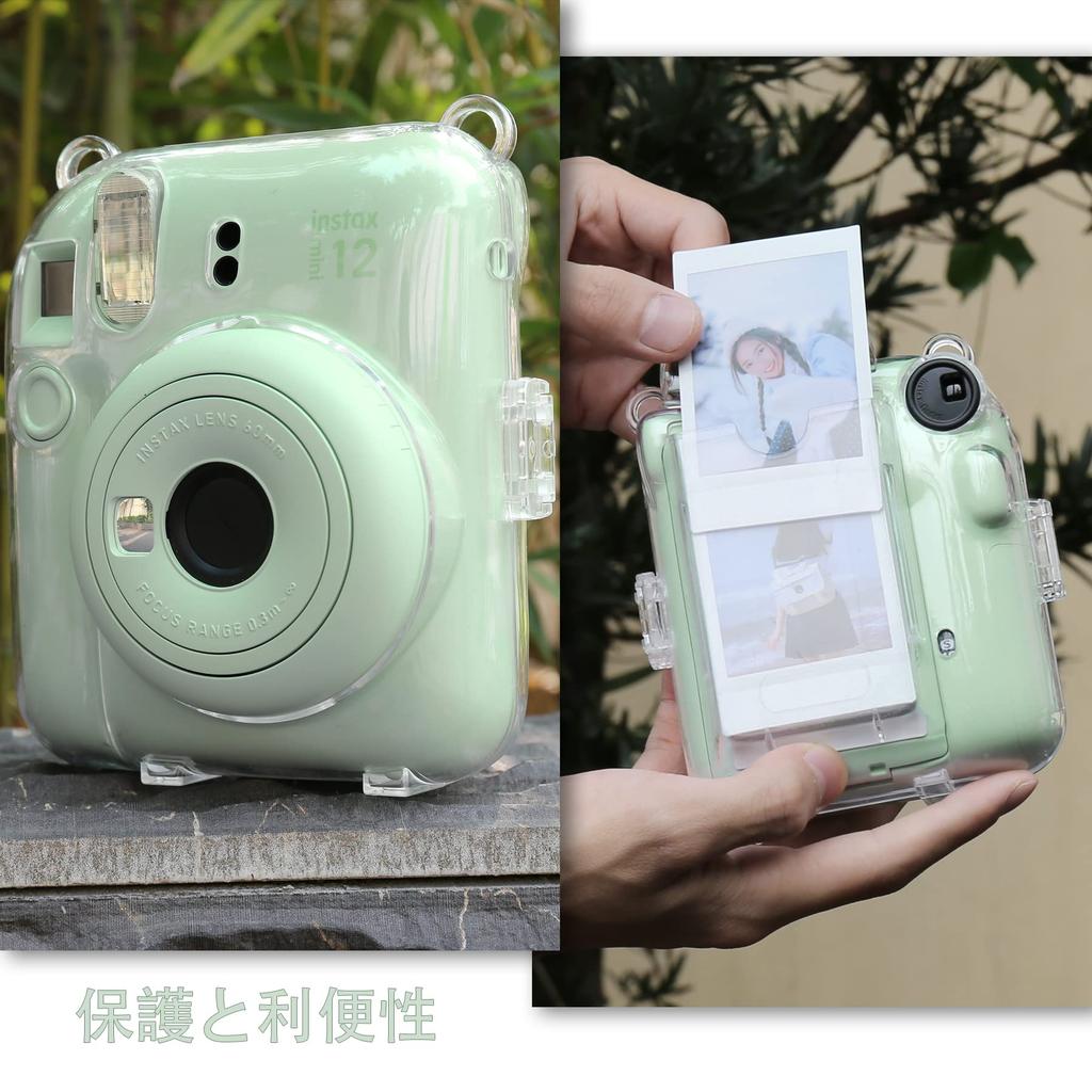 Aenllosi Clear Case for Fujifilm Instax Mini 12 Instant Camera, PVC Cover with Shoulder Strap (Case Only)