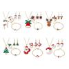 4PCS/Set Christmas Women Alloy Jewelry Set Santa Elk Bell Earrings Necklace Bracelet Decor Xmas Accessories Gift for Girl Women
