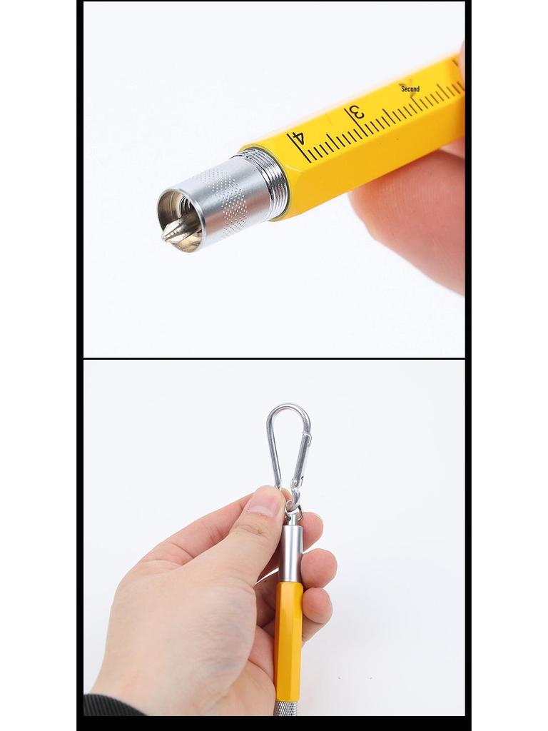 6-in-1 Multifunctional Tool Pen - Metal Ballpoint, Phillips Screwdriver, Ruler, Keychain, Customizable