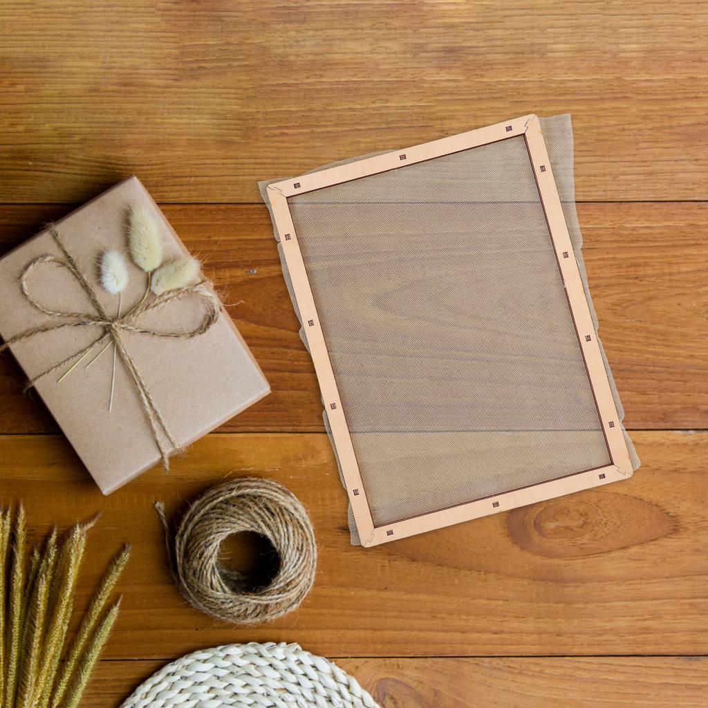 Wooden Deckle Screen 30x40cm Precise Papermaking Mold Frame DIY Paper Craft Mold Mesh for Dried Flower Paper Projects