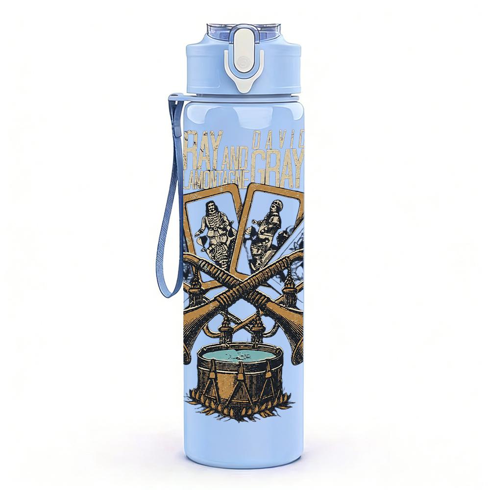 1PC Crossed Shotgun Western Skull Retro Print 750ml Portable Sports Water Bottle Leakproof Gym Outdoor Travel Drink Cup