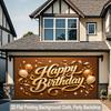 2D Flat Backdrop1pc Happy Birthday Gold Theme Design Backdrop Banner Polyester Wall Decor For Living Room Bedroom Office Outdoor Decor