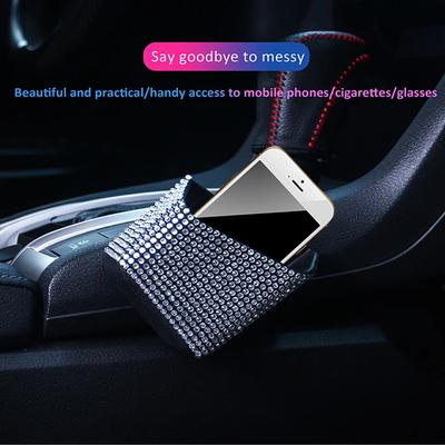 Diamantkristall Auto Handy Ablagebox Auto Sitz Organizer Ritze Hängender Halter für Telefon Tasche Autozubehör