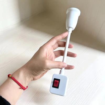 1pc Lamp Socket Adapter With Switch, Flexible Neck Extension Lamp Bulb Holder Converter, Suitable For Night Light, Bedside Lamp, Wall Lamp Base