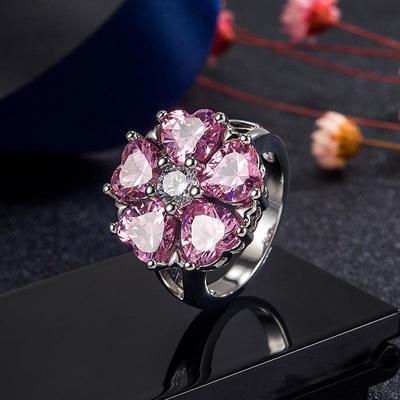 Heart-Shaped Pink Zircon Ring - Sweet Love Fashion Jewelry for Women