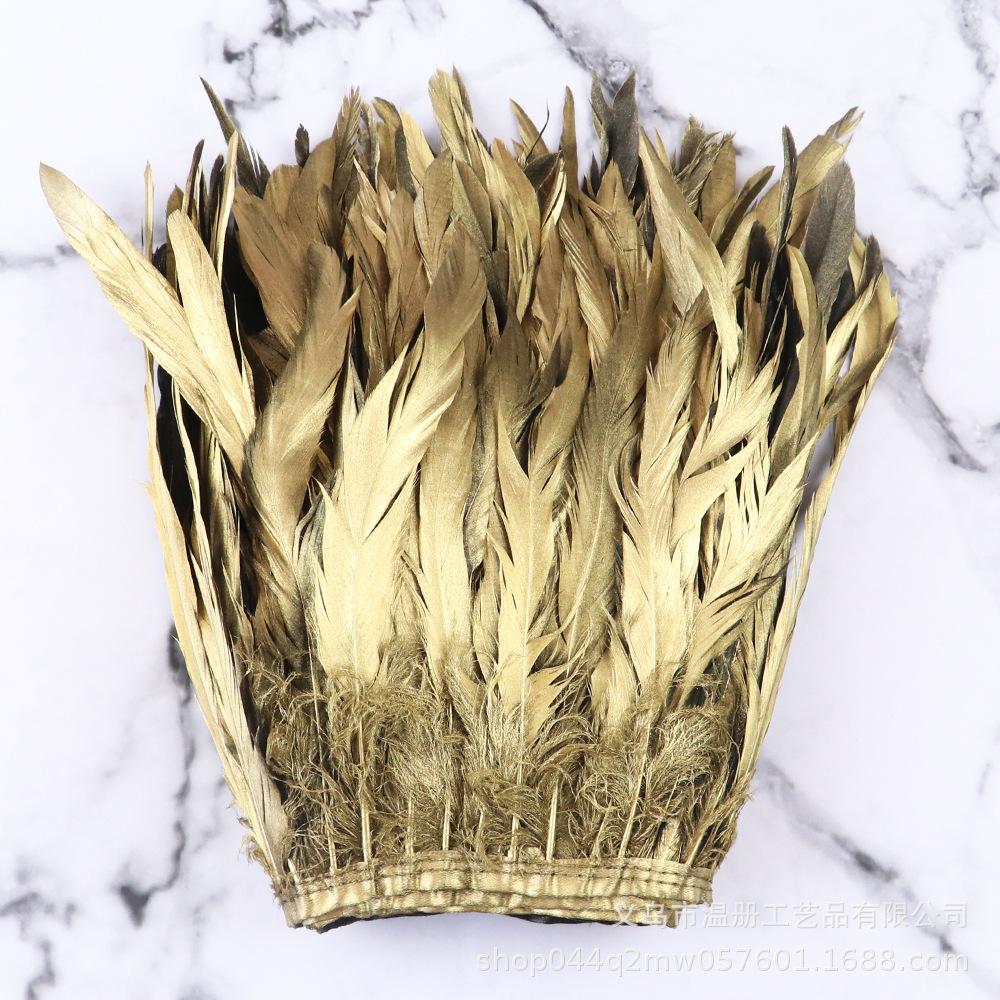 

25-30Cm Brush Gold Silver Purple Tail Cloth Edge Clothing Accessories Pendant Diy Material Chicken Feather Cloth With Stage золотой